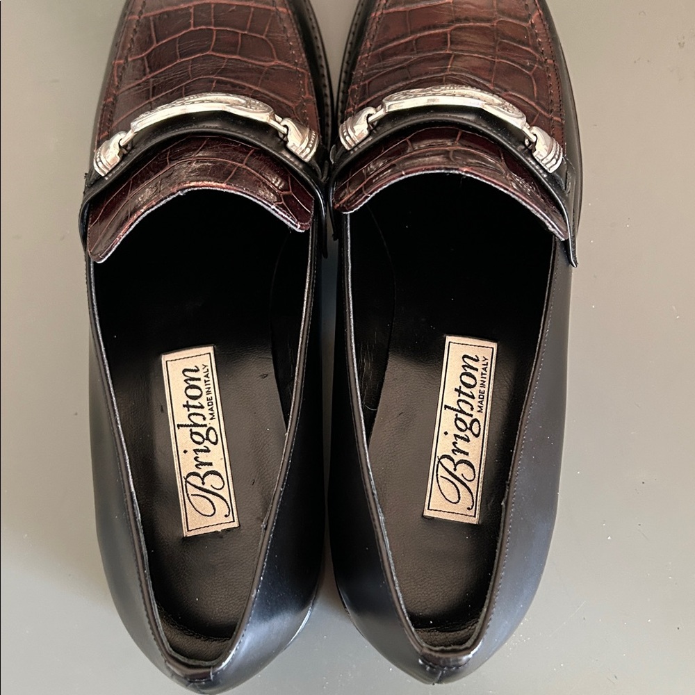 Brighton brown and black Croc-Embossed Loafers - Picture 5 of 12